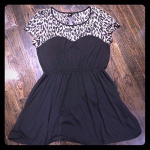 Large Leopard & Black cotton dress